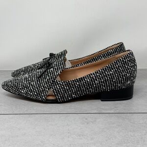 Cole Haan Viola Black & White Tweed Pointed Toe Skimmers/Loafers Size 9B